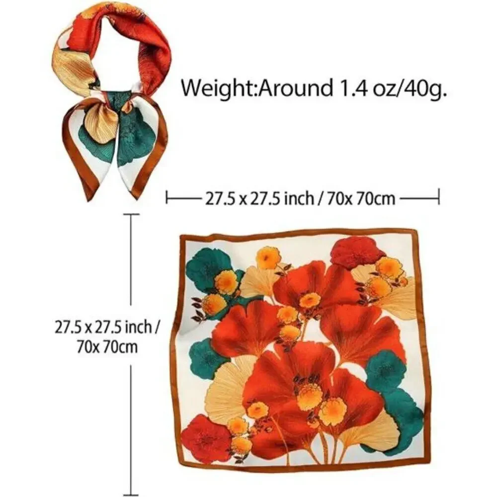Hair Bandanas Scarf Lightweight Fashion Neck Silk Satin Head Floral Print